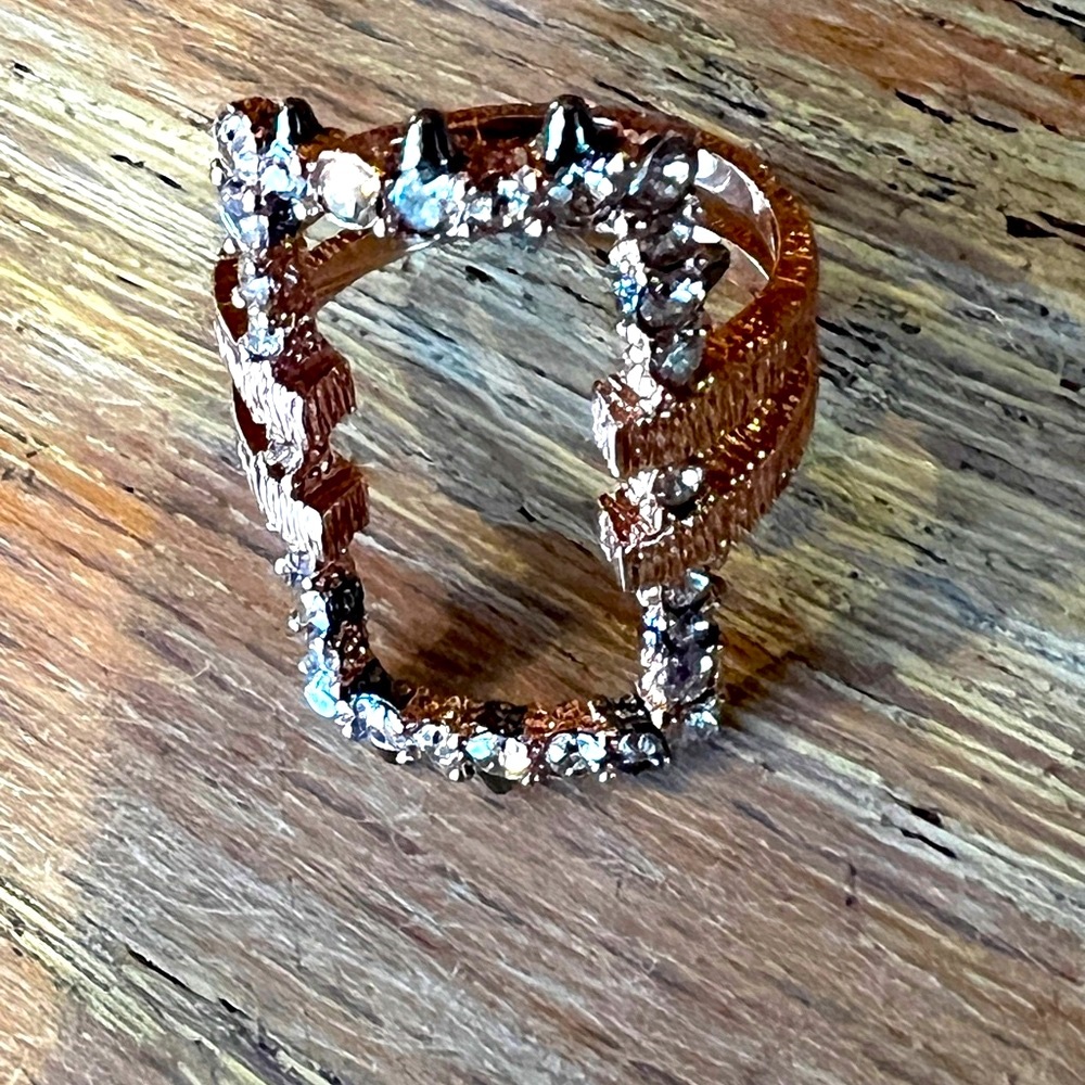 Beautiful ring, Alexis Bittar Swarovski rhinestones/Rose Gold plated, s5 w/ bag
